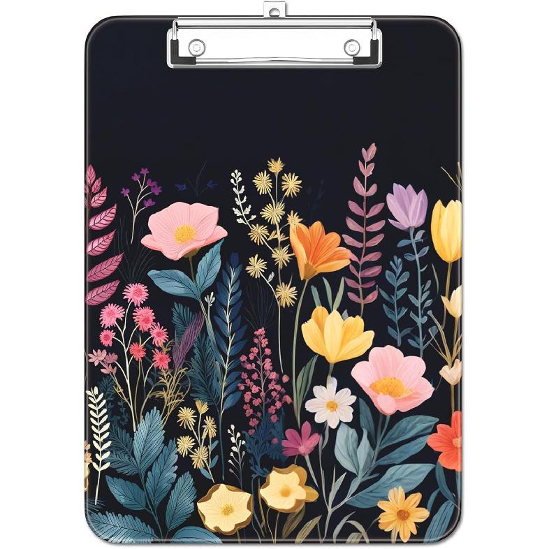 Plastic Cute Clipboard Low-Profile Metal Clip, A4 Letter Size 9 x 12.5 in, 8.5 x 11 Paper Clip Board for Teachers, Nurses, Classroom,Cute Black Cats