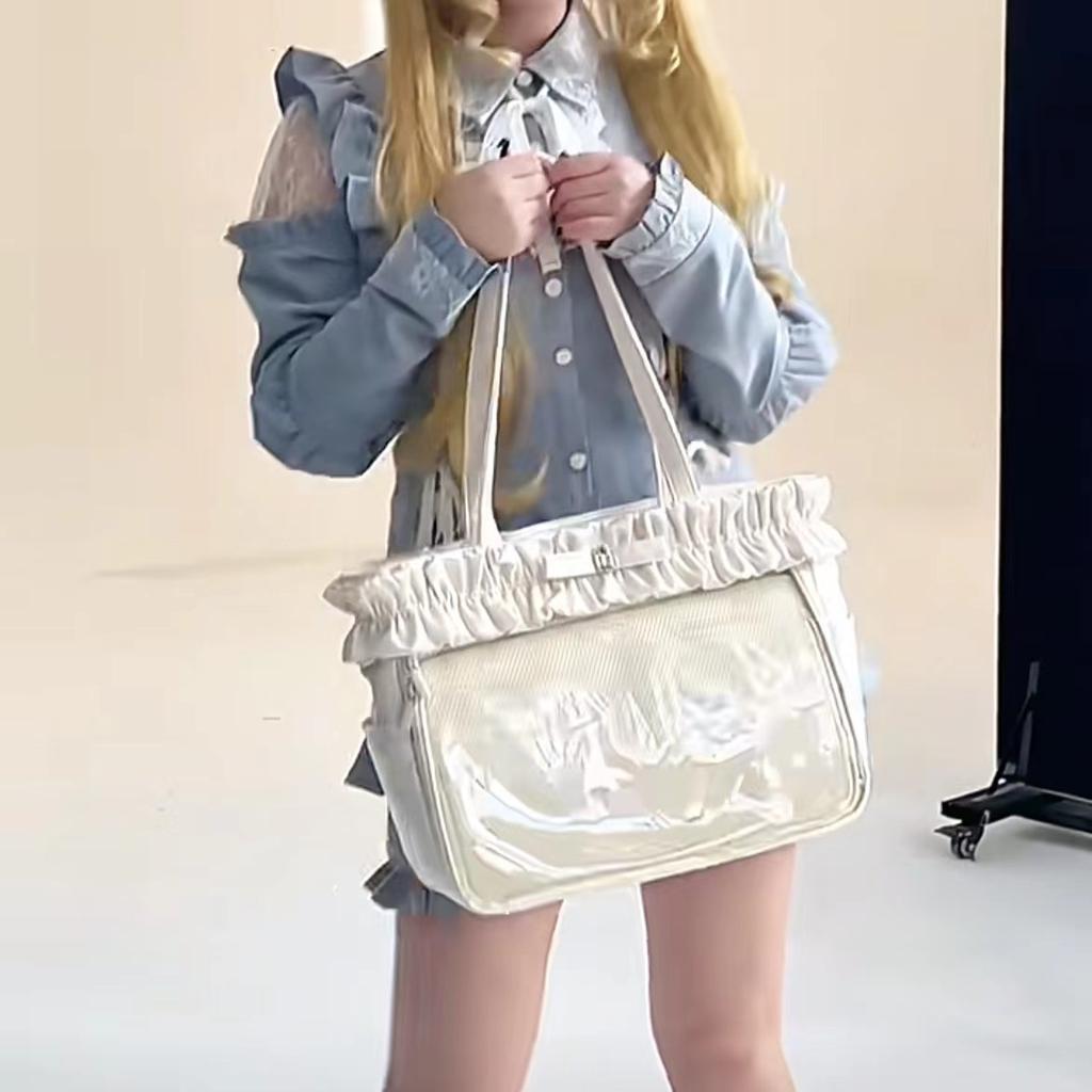 Японский Bss Большая вместимость Прозрачный значок Миллет Боль Сумка одно плечо Тоут Большая сумка для выхода