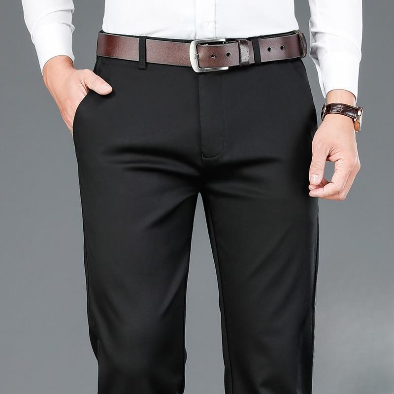 Autumn New Men 'S Bamboo Fiber Casual Pants Classic Style Business Fashion Khaki Stretch Cotton Trousers Male Brand Clothes