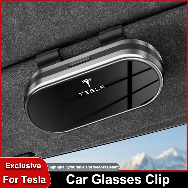 AMO1 Car Glasses Clip Sunglasses Box Sun Visor Eyeglasses Card Ticket Holder For Tesla SpaceX Model 3 Y S X Cybertruck Coil Highland