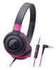 Audio-Technica ATH-S100iS BPK Wired On-Ear Headphones Smartphone Portable Street Monitoring Black Pink