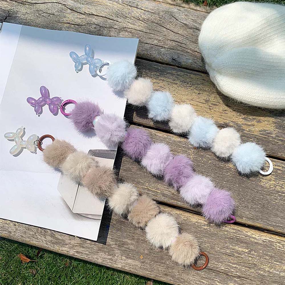 Аксессуары для рюкзака Брелок в виде шара из шерсти Мультяшный цветной плюшевый бисерный шнурок для ключей Украшение