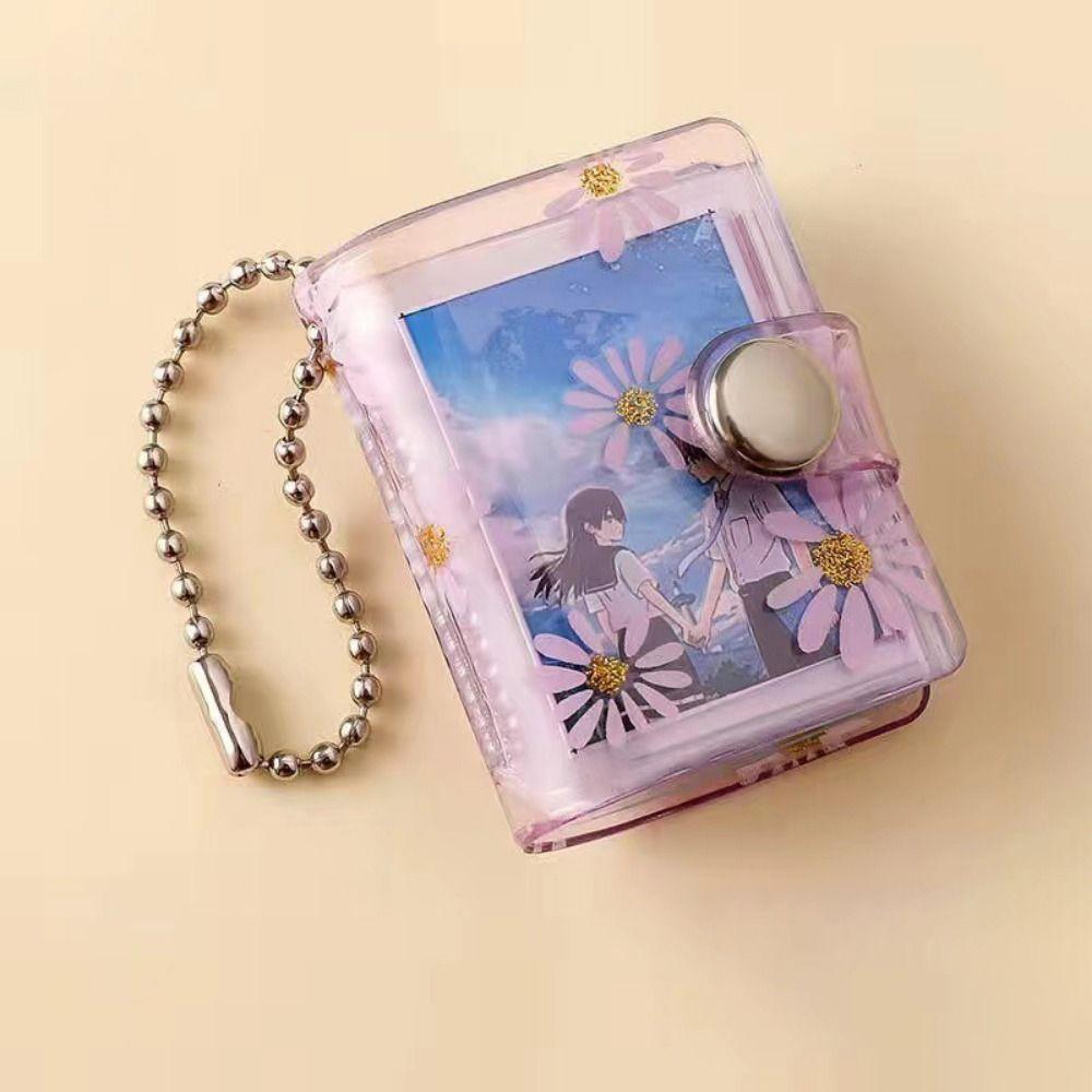 With Buckle Daisy Photo Album Thickened Pocket Keychain Album Mini Card Holder  Birthday Gift