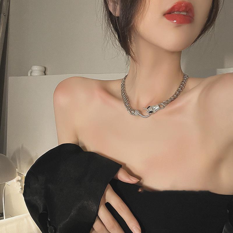 Trendy Snake-Shaped Metal Chain Necklace - Hip-Hop Style Clavicle Accessory for Women 2023