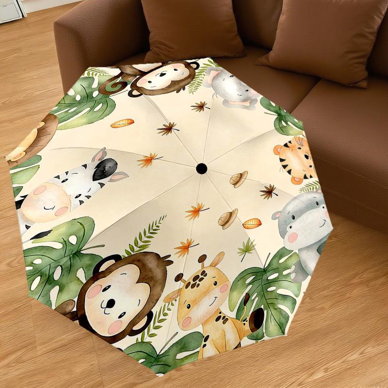 1PC Jungle Animals Umbrella-8-Rib Reinforced, Automatic Open, Lightweight & Durable, Fashion Accessory for Outdoor, H0406