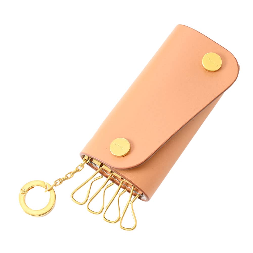 Ilbizonte Key Case 4 Rows Leather SKH115 Natural Brown KEY HOLDER ORGANIC VACCHETTA LEATHER PV0039 Key Ring Key Holder Genuine Leather Trifold Cowhide