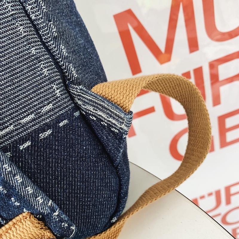 Рюкзак с контрастной строчкой из джинсовой ткани, школьный рюкзак большой вместимости