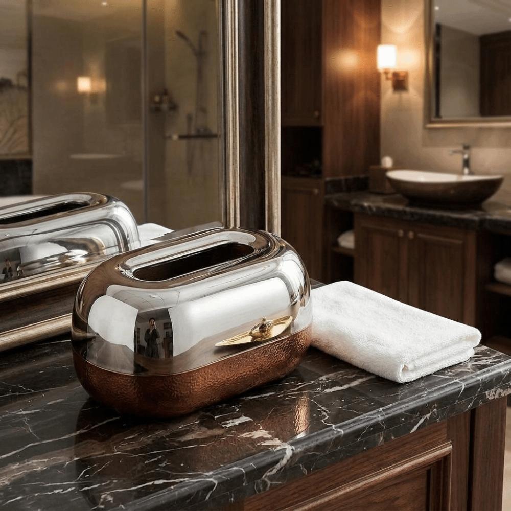 Wood Grain Napkin Holder Mirror Surface Tissue Box Modern Minimalist Tissue Box Dispenser Office