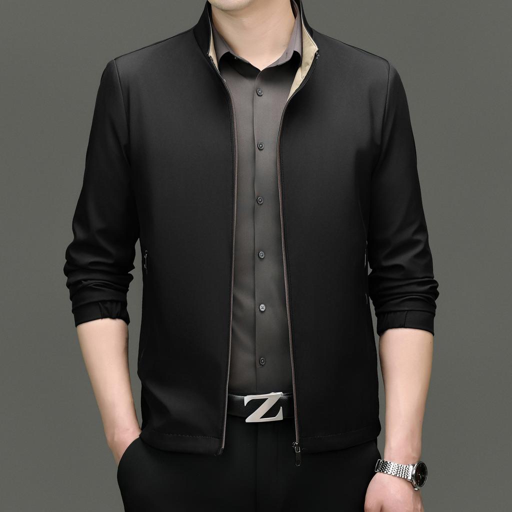 Мужская куртка с воротником-стойкой, весна и осень, новый повседневный пиджак большого размера для пап среднего возраста, деловой мужской стиль