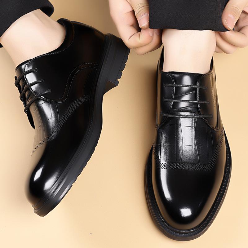 High-quality Leather Comfortable Oxford Shoes Men's Retro Lace Up Business Elegant Minimalist Glossy Office Casual Leather Shoes