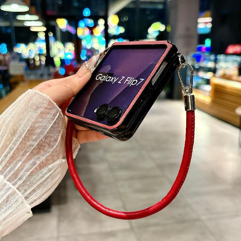 Чехол Samsung Z Flip7 с текстурой овчины - Ударопрочный, устойчивый к царапинам ПК с ремешком против потери