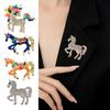 Brooch Colorful Sparkling Rhinestones Inlaid Horse Design Brooch Pin Suit Collar Lapel Badge Stylish Accessory