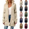 Fashionable Women's Knitted Cable Cardigan Sweater Mid-length Twisted Rope Cardigan Coat