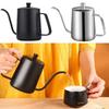 Black Silver Coffee Pot Long Narrow Spout Drip Kettle Coffee Drip Brewing Kettle  Cafe Use