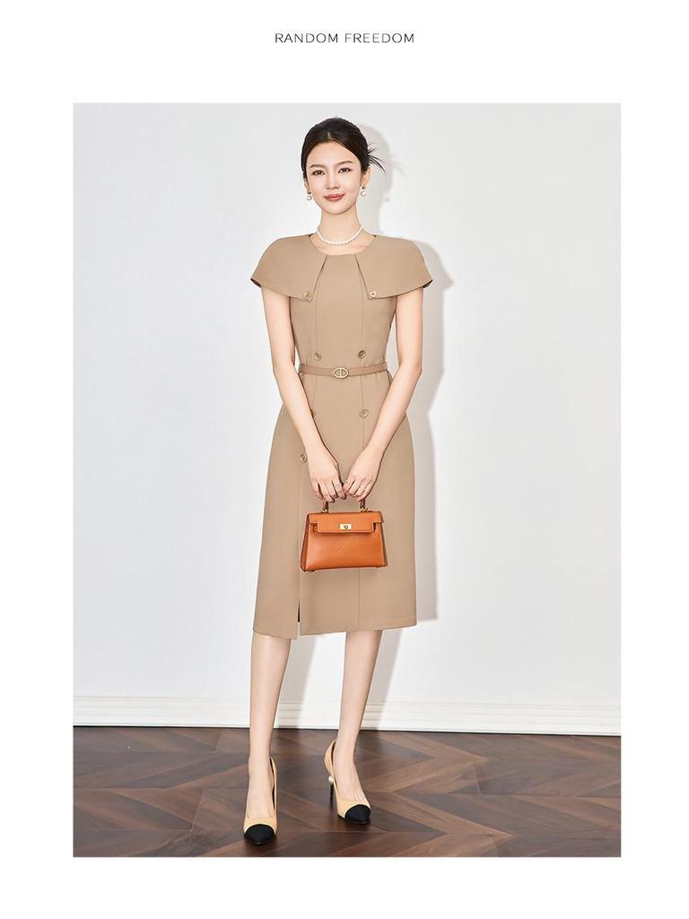 Платье-кейп во французском стиле: Короткий рукав, Приталенный силуэт, Легкая роскошь