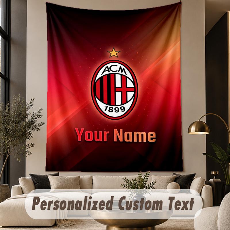 Custom Text Tapestry AC Milan Print Wall Tapestry Indoor Living Room Wall Decor