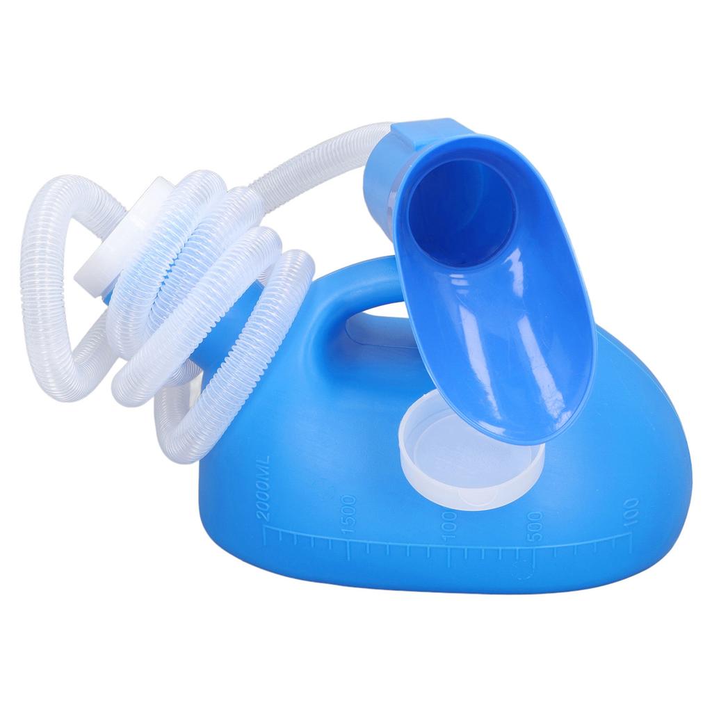 Male Urine Bottle 2000ml Ergonomic Large Opening Strong Plastic Large Pee Bottle with Long Hose for