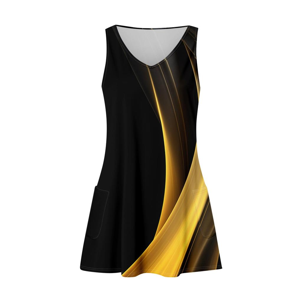 Women's Casual Sundress With Pockets Summer Boho Beach Dress Floral Blouses For Women T-Shirts Dress V Neck Loose Tank Dresses