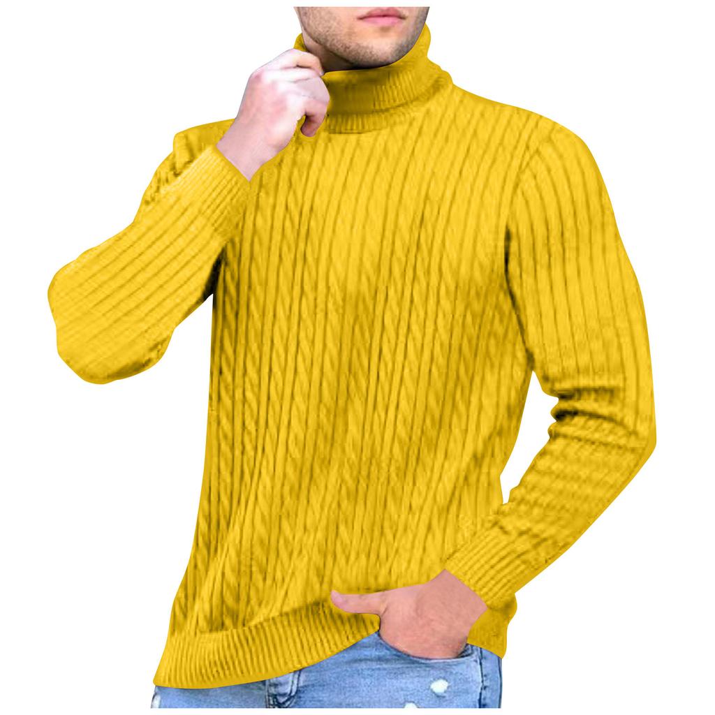 Мужской однотонный свитер с высоким воротником, мужской повседневный модный текстурированный пуловер, свитер для ношения под низ