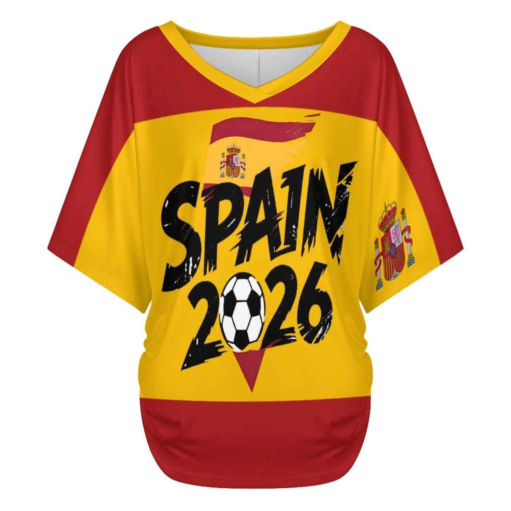 Womens V Neck Short Sleeve Pullover T Shirt Turkey 2026 Letter Print Casual Loose Fit Top for Football Supporters
