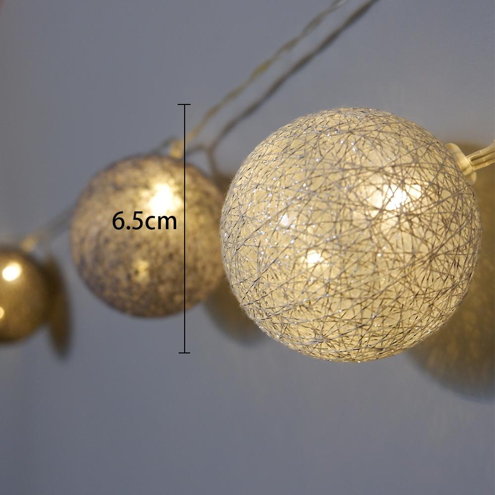 Ватный шар, световая цепочка, ночные огни, гирлянда, светодиодная гирлянда, Рождество, детская спальня, Хэллоуин, уличное свадебное украшение для патио, вечеринки