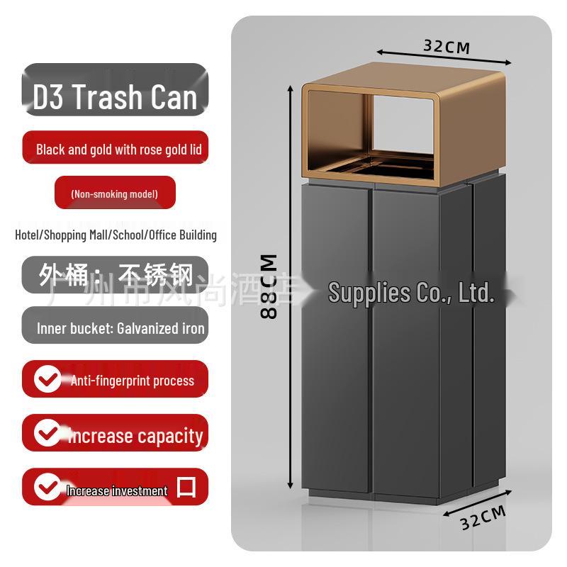 Large Capacity Stainless Steel Ashtray Trash Can for Hotels, Offices, Corridors, Elevators, and Outdoor Use