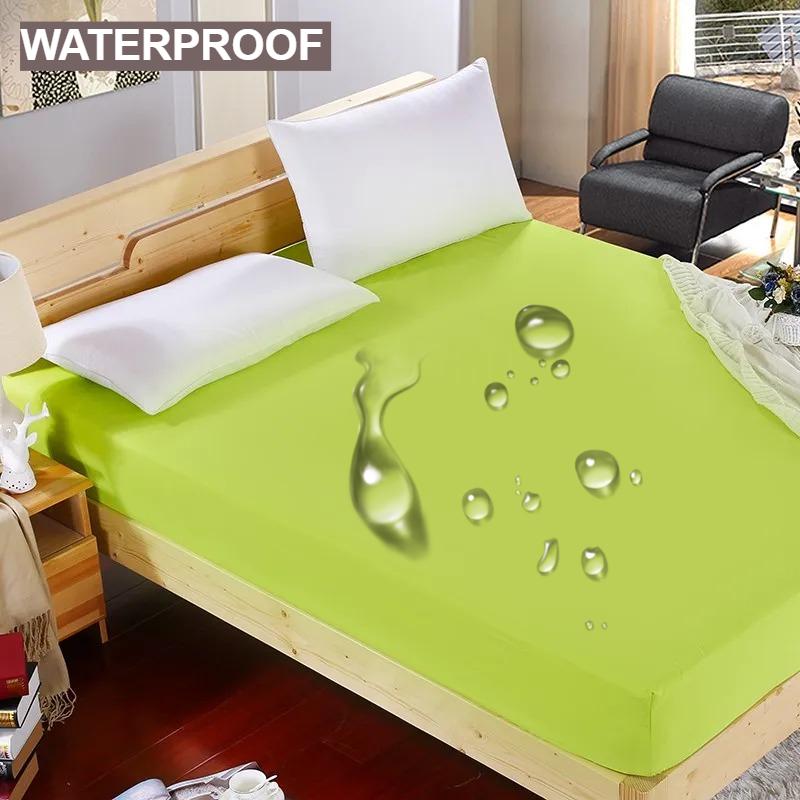 1 шт. Водонепроницаемая простыня на резинке из высококачественной реактивно окрашенной плотной ткани, эластичная, доступна в различных размерах, мягкая простыня, пишите, серый, черный, 120/140/160