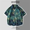 Hawaiian Print Shirt Men's Short-sleeved Loose Retro Oil Painting Shirt Tide Brand Five-point Sleeve Fashion Shirt