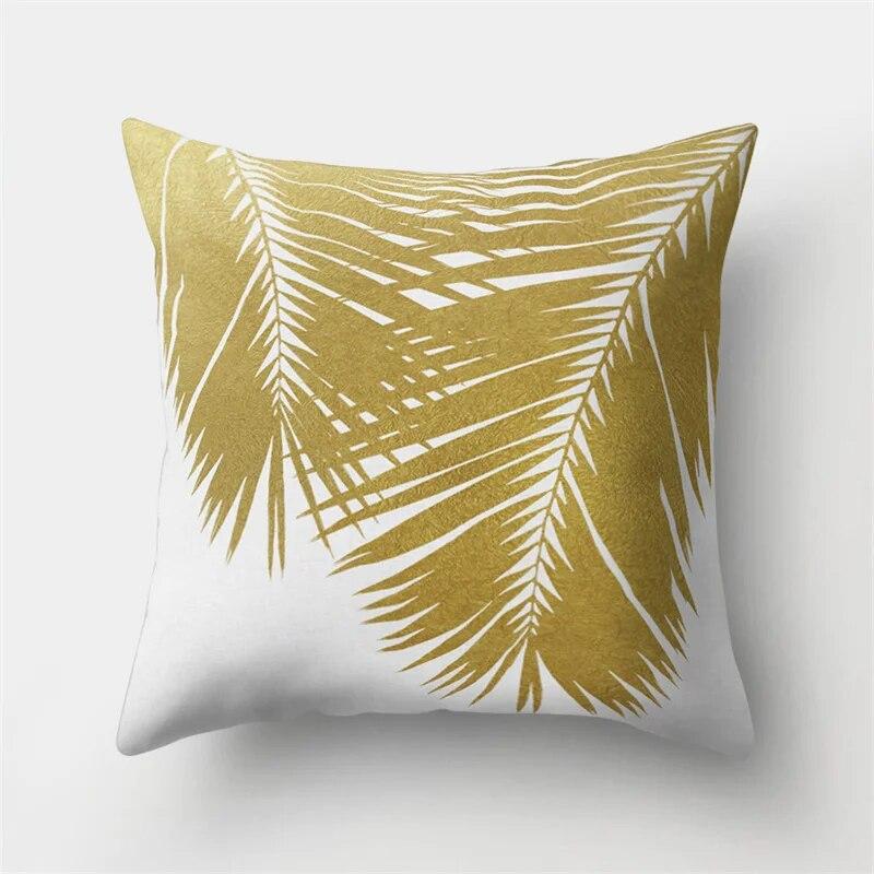 Чехол для подушки из полиэстера с принтом тропических растений и золотым листом для дома, гостиной, украшения дивана, подушка, чехол для подушки 45x45 см