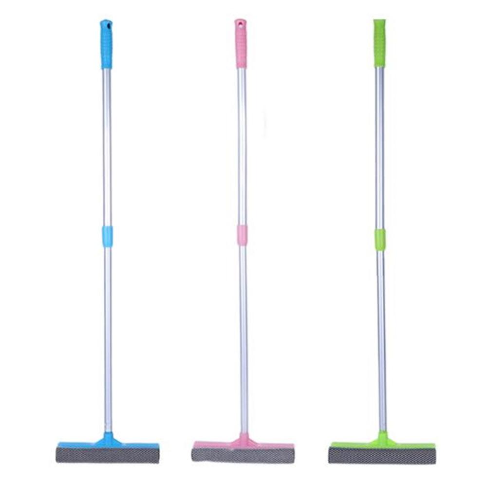 Window Cleaner with Retractable Handle Glass Doors Mirrors Natural Rubber Scraper Adjustable Length Window Wiper