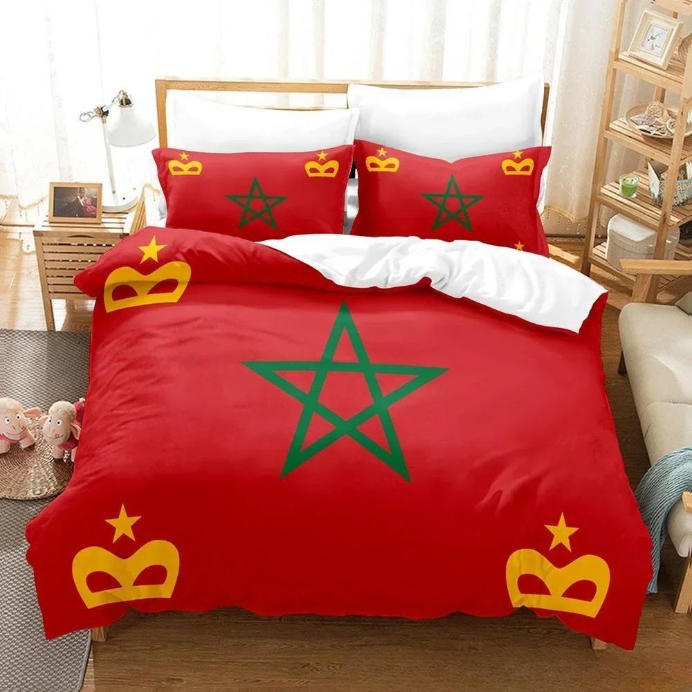 Комплекты простыней с 3D-печатью, комплект постельного белья с флагом Марокко, односпальная кровать, двуспальная кровать размера «king-size», комплект постельного белья для взрослых и детей, комплекты пододеяльников