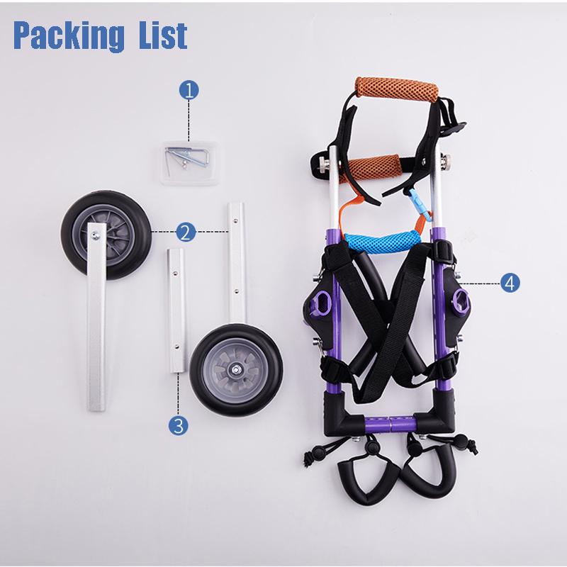 Fashion Purple Disabled Pet Dog Wheelchair, Aluminum Disabled Pet Assisted Walking Car