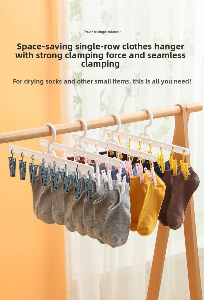 Plastic Clothes Hanger With Strong Notrace Clips For Pants Socks And Tie Storage