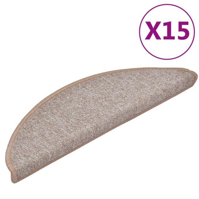 VidaXL Stair Treads 15 Pieces 56 X 17 X 3 Cm Light Brown Semicircular 133878