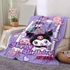 1pc Happy Birthday Kuromi Blanket, Soft Throw Blanket, Perfect for Couch or Travel Use, Living Room, Travel, Camping, Car Blankets, Beach, Office Naps