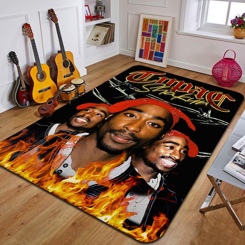 Ковер с принтом T-Tupac Модный коврик для йоги Спальня Гостиная Ванная Комната Декоративный напольный коврик Подарок на день рождения