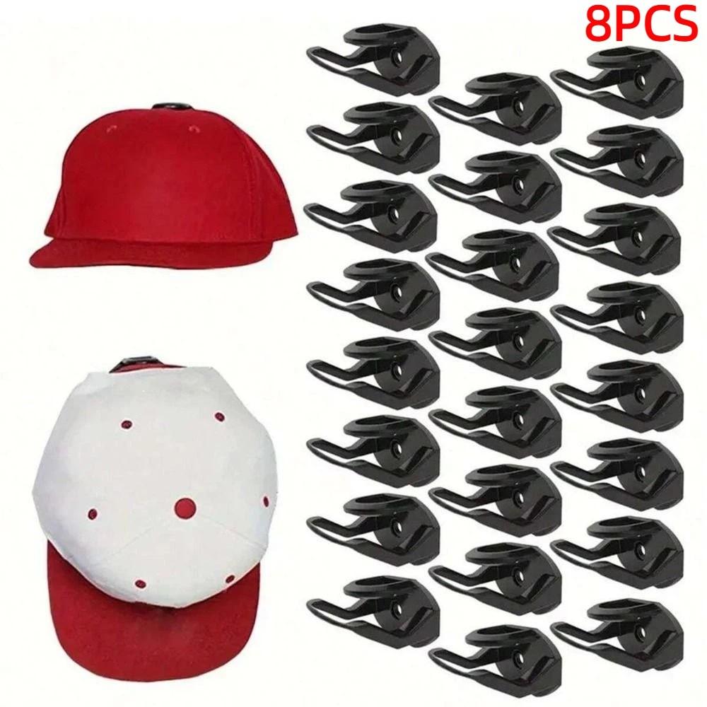 8Pcs Multi-Purpose Adhesive Hat Hooks No Drilling Wall Mounted Hat Rack Wall Mounted