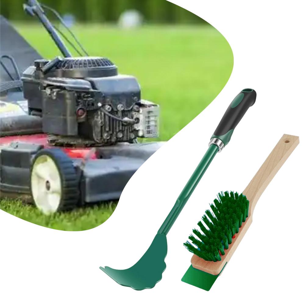 Gardening Tool Set With Brush And Scraper For Lawn Mower Blade And Yard Equipment Cleaning For Grass And Debris Removal