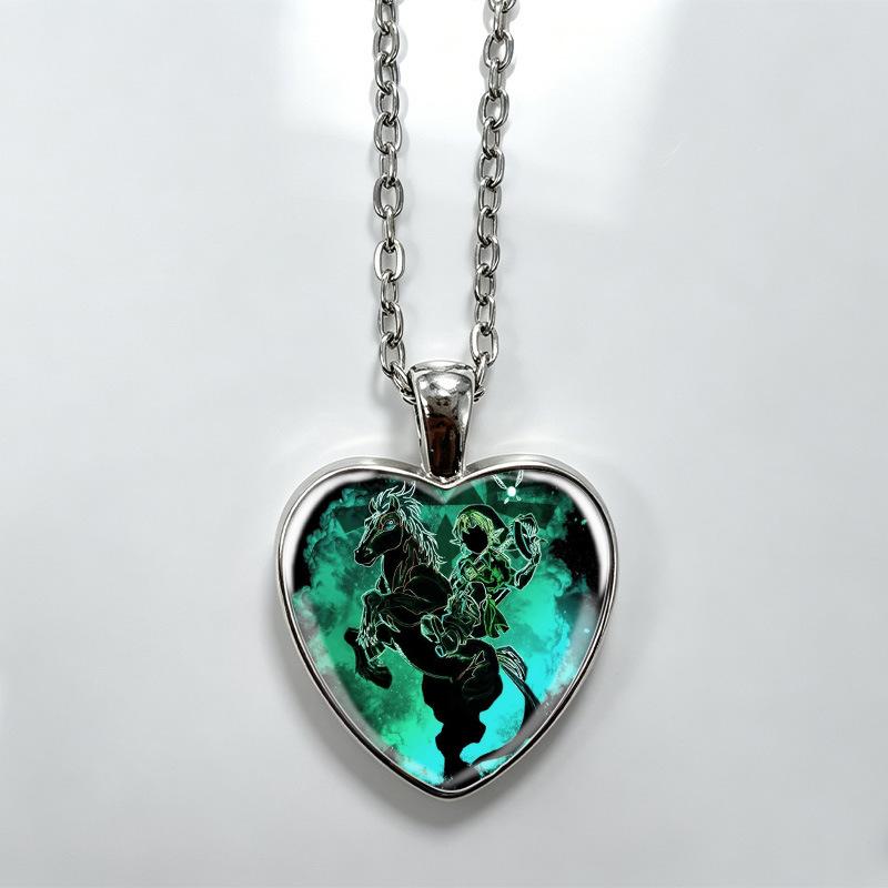 1Pc Zelda Breath of the Wild Heart Pendant Necklace, Anime Alloy Trendy Clavicle Chain