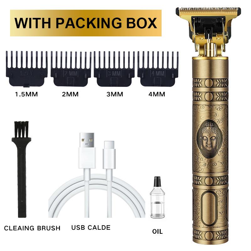 New Hair Clipper LCD Digital Display Household Hair Clipper Retro Oil Head Electric Clipper T9 Buddha Head Carving Small Clipper