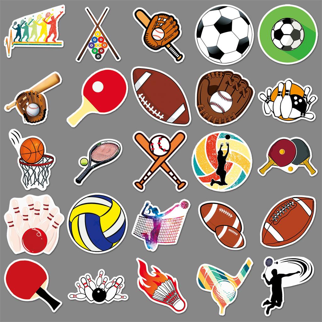 50 Pictures of Mixed Ball Graffiti Sports Football Volleyball Decorative Suitcase Mobile Phone Case Waterproof Stickers