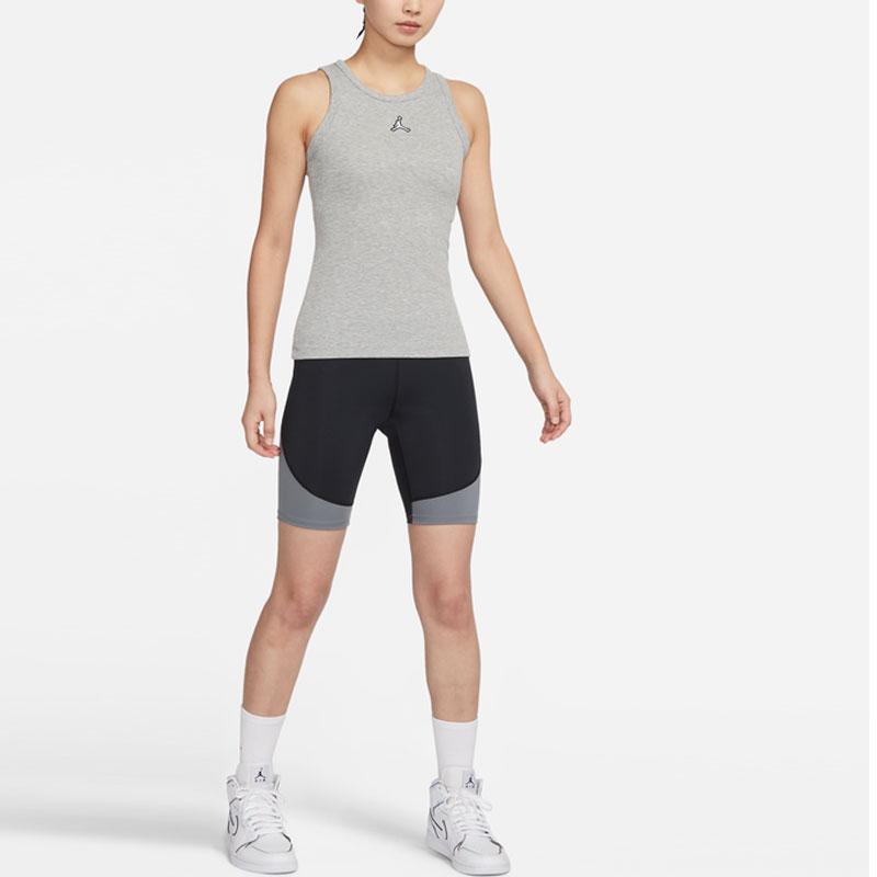 Jordan Однотонный логотип с круглым вырезом и принтом, облегающий жилет, женские топы, серый DO5049-063