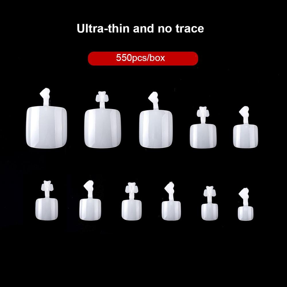 550Pcs/box Acrylic French Nail Art Decor Fake Artificial Foot Tips Toe Nails Tips False Toe Nails