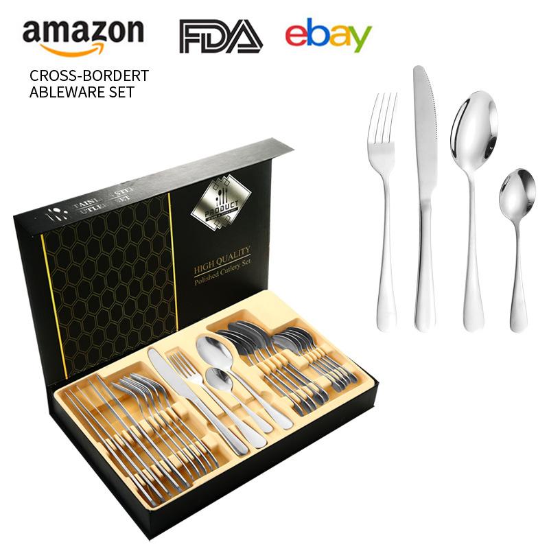 1010 Stainless Steel Tableware 24-piece Gift Box Set Hotel Western Tableware Steak Knife Fork Spoon Western Tableware Gift Box