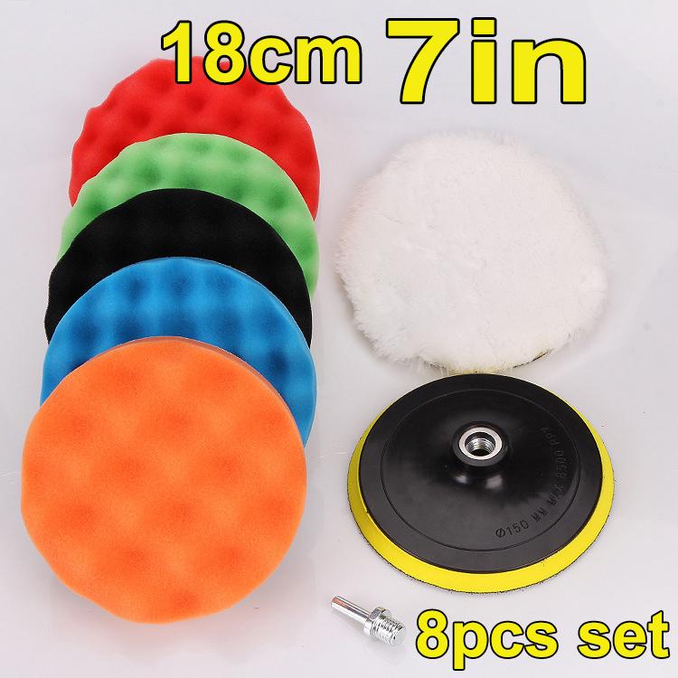 8Pcs Car Polishing Pads Kit 3/4/5/6/7 Inch Foam Sponge Buffer Pad Buffing Disc Set Polisher Polishing Machine Wax Pads 125/150mm
