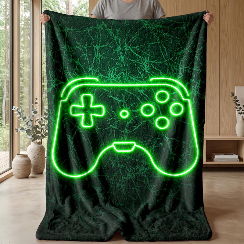 Neon Game Controller Theme blanket Lightweight Warm Flannel Blanket Decorative Throw Blanket for Home Decoration