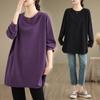 Dimanaf 2024 Women Plus Size Solid Cotton Long Sleeve Autumn Shirt T-Shirt Loose New Pullover Casual Tops Tees