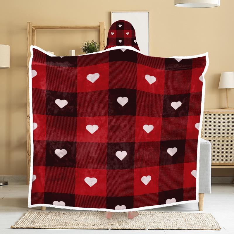 Christmas Festival Wearable Hooded Flannel Blanket Shawl