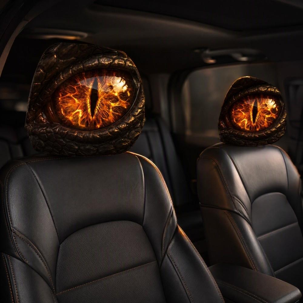 2PCS Simulation Dragon's Eye Car Pillowcase Car Seat Headcover Gift for Car Lover