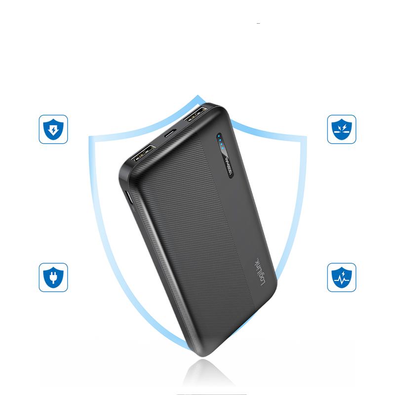 Powerbank 10000 mAh Fast Charging LogiLink USB-C + 2x USB-A LED Black
